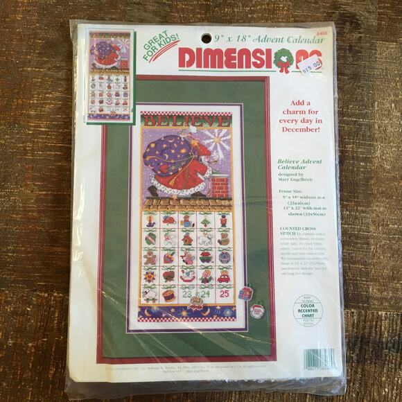 Dimensions Cross Stitch Kit Believe Advent Calendar Mary Engelbreit COMPLETE - Picture 1 of 4